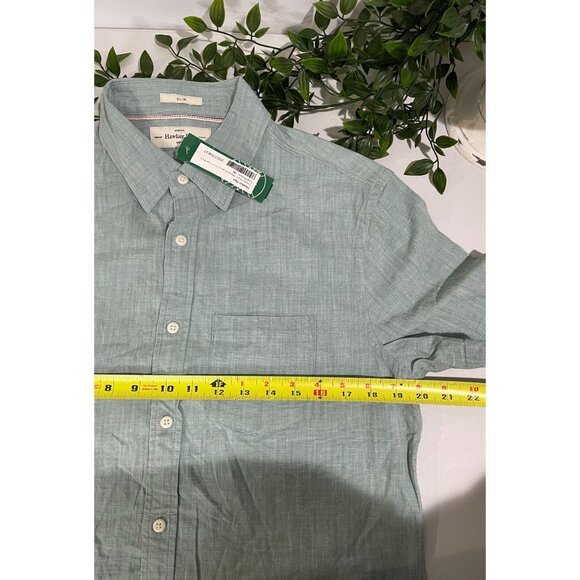 Hawker Rye Slim Fit Stretch Short Sleeve Button-Up Shirt Medium Blue - Picture 11 of 13